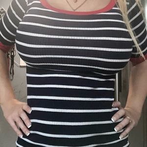 Red white & blue striped bodycon mini dress